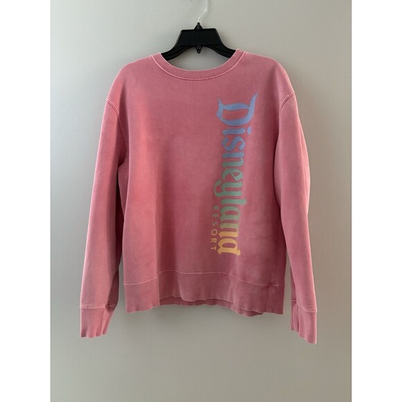 Disneyland Resort Spellout Sweatshirt Size M Pink Pullover Fleece Oversize Comfy - Picture 10 of 11